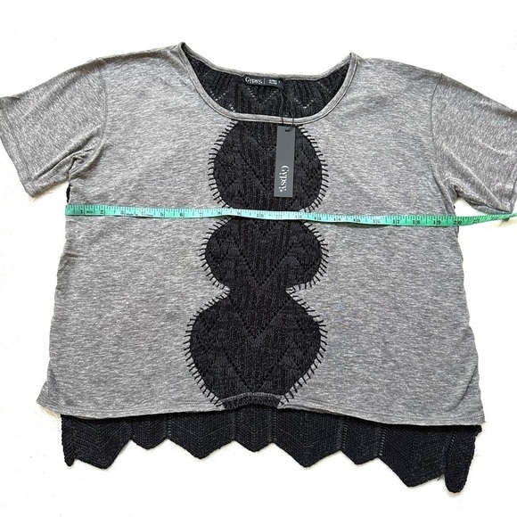 ❗️CLOSING SALE NWT Gypsy 05 Grey & Black Knitted Front Cut Out Back Top S - Picture 10 of 13